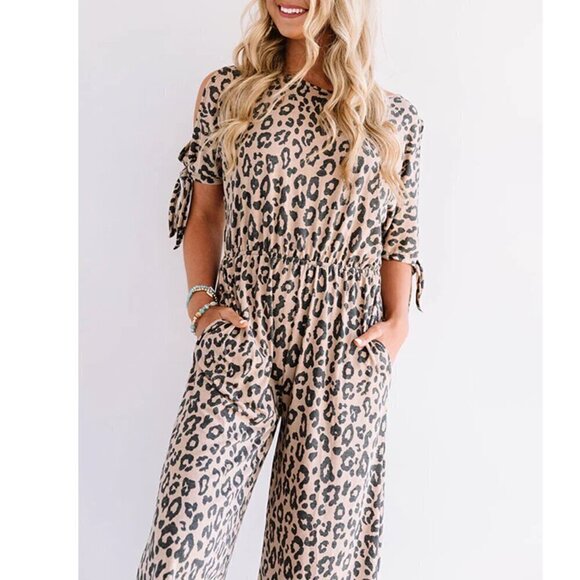 Leopard Jumpsuit Plus Size 2X Black Pink Leopard Stretch Jersey NWOT - Picture 12 of 12